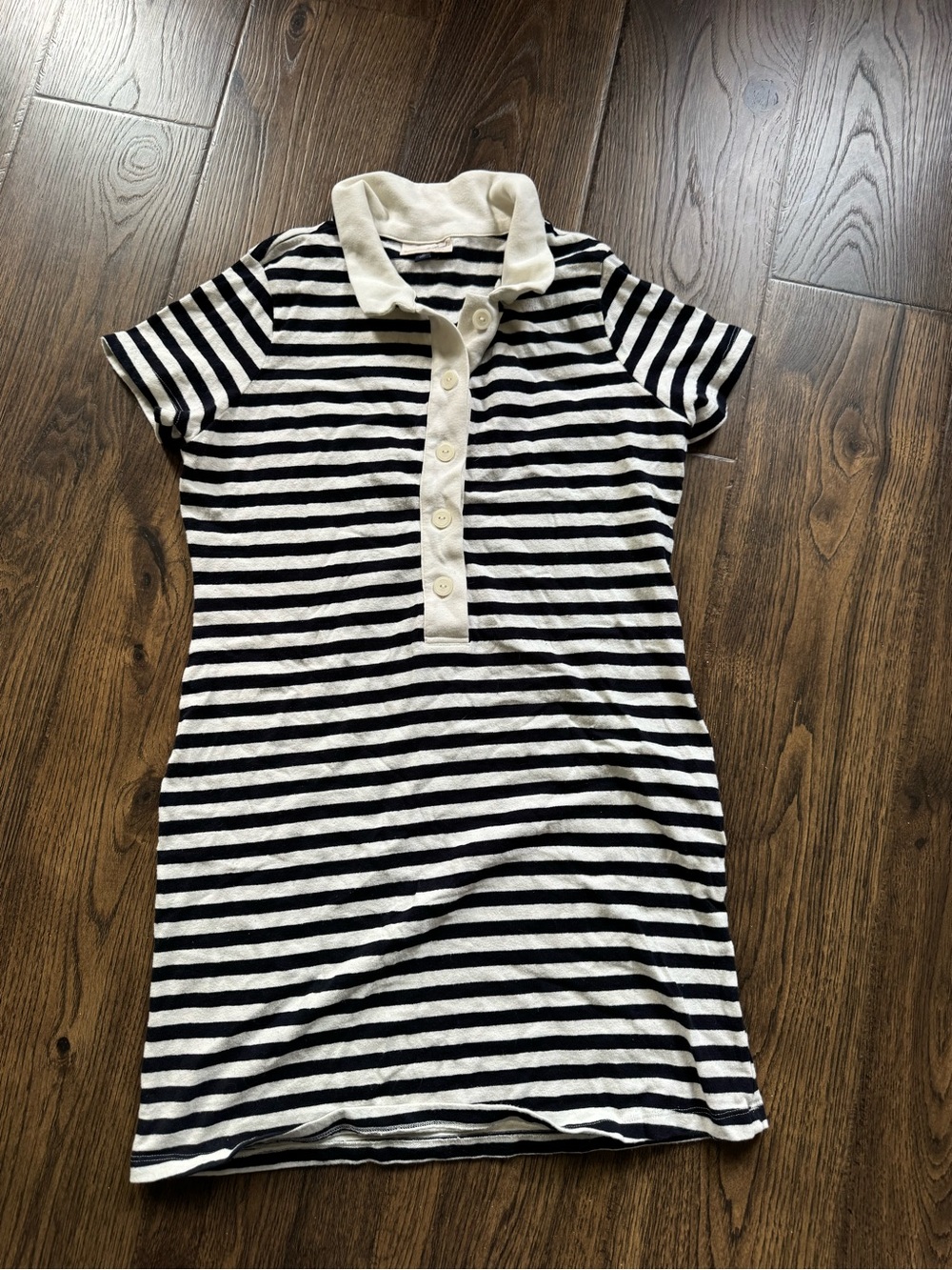 Universal Thread Black and White Striped Polo Shirt Dress